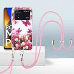 For Xiaomi Poco M4 Pro 4G 2.0mm Airbag Shockproof TPU Phone Case with Lanyard(Dancing Butterflies)