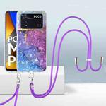 For Xiaomi Poco M4 Pro 4G 2.0mm Airbag Shockproof TPU Phone Case with Lanyard(Blue Purple Marble)