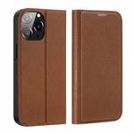 For iPhone 14 Pro Max DUX DUCIS Skin X2 Series Horizontal Flip Leather Phone Case (Brown)