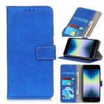 For iPhone SE 2022 / SE 2020 Crocodile Texture Horizontal Flip Leather Case with Holder & Card Slots & Wallet(Blue)