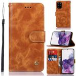 For Galaxy S20 Plus Retro Texture Magnetic Horizontal Flip Leather Case with Holder & Card Slots & Wallet(Gold)