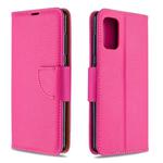 For Galaxy A41 Pure Color Horizontal Flip PU Leather Case with Holder & Card Slots & Wallet & Lanyard(Rose Red)