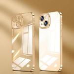 For iPhone 14 Crystal Plated High Transparency Phone Case (Gold)