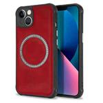 For iPhone 14 Plus Lambskin Texture Magsafe Magnetic Phone Case (Red)