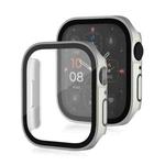 Life Waterproof Frosted 2 in 1 PC Frame + Tempered Glass Protective Case For Apple Watch Series 9 / 8 / 7 41mm(Silver)