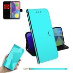 For Galaxy A70s Mirror-like Magnetic Attraction Horizontal Flip Leather Case with Lanyard, Support Holder & Card Slot & Wallet(Mint Green)