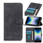 For iPhone SE 2022 / SE 2020 Retro Texture PU + TPU Horizontal Flip Leather Case with Holder & Card Slots & Wallet(Black)