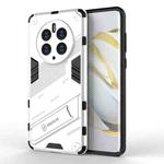 For Huawei Mate 50 Pro Punk Armor 2 in 1 PC + TPU Shockproof Phone Case with Invisible Holder(White)