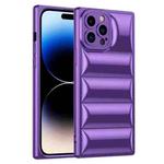 For iPhone 14 Pro Plated Down Jacket Phone Case(Purple)