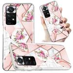For Xiaomi Redmi Note 11 Electroplated Marble Pattern TPU Phone Case(Rose Pink White)