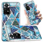 For Xiaomi Redmi Note 11 Electroplated Marble Pattern TPU Phone Case(Blue and Green)