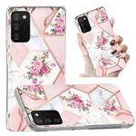 For Samsung Galaxy A02s Electroplated Marble Pattern TPU Phone Case(Rose Pink White)