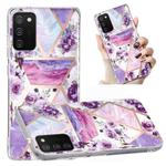 For Samsung Galaxy A02s Electroplated Marble Pattern TPU Phone Case(Purple Flower)