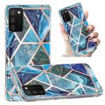 For Samsung Galaxy A03s Electroplated Marble Pattern TPU Phone Case(Blue and Green)
