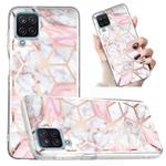 For Samsung Galaxy A12 Electroplated Marble Pattern TPU Phone Case(White Gravel Pink)