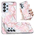 For Samsung Galaxy A32 4G Electroplated Marble Pattern TPU Phone Case(Pink and White)