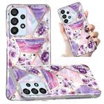 For Samsung Galaxy A32 4G Electroplated Marble Pattern TPU Phone Case(Purple Flower)