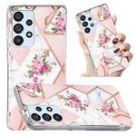 For Samsung Galaxy A32 5G Electroplated Marble Pattern TPU Phone Case(Rose Pink White)