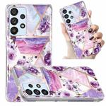 For Samsung Galaxy A32 5G Electroplated Marble Pattern TPU Phone Case(Purple Flower)