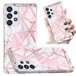 For Samsung Galaxy A52 5G / 4G Electroplated Marble Pattern TPU Phone Case(Pink and White)