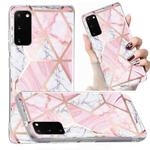 For Samsung Galaxy S20 Electroplated Marble Pattern TPU Phone Case(Pink and White)