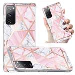 For Samsung Galaxy S20 FE Electroplated Marble Pattern TPU Phone Case(Pink and White)