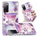 For Samsung Galaxy S20 FE Electroplated Marble Pattern TPU Phone Case(Purple Flower)