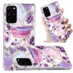 For Samsung Galaxy S20+ Electroplated Marble Pattern TPU Phone Case(Purple Flower)