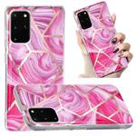 For Samsung Galaxy S20+ Electroplated Marble Pattern TPU Phone Case(Red Rhombus)