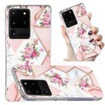 For Samsung Galaxy S20 Ultra Electroplated Marble Pattern TPU Phone Case(Rose Pink White)