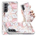 For Samsung Galaxy S21 5G Electroplated Marble Pattern TPU Phone Case(White Gravel Pink)
