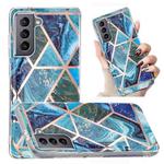 For Samsung Galaxy S21 5G Electroplated Marble Pattern TPU Phone Case(Blue and Green)