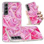 For Samsung Galaxy S22 5G Electroplated Marble Pattern TPU Phone Case(Red Rhombus)