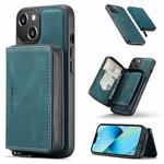For iPhone 14 Plus JEEHOOD Magnetic Zipper Wallet Leather Phone Case (Blue)