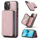 For iPhone 14 Plus JEEHOOD Magnetic Zipper Wallet Leather Phone Case (Pink)