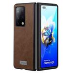 For Samsung Galaxy Z Fold4 SULADA Shockproof TPU + Handmade Leather Protective Case(Brown)