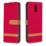 For Nokia 2.3 Color Matching Denim Texture Horizontal Flip Leather Case with Holder & Card Slots & Wallet & Lanyard(Red)