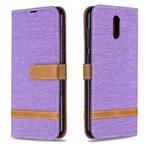 For Nokia 2.3 Color Matching Denim Texture Horizontal Flip Leather Case with Holder & Card Slots & Wallet & Lanyard(Purple)