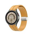 For Samsung Galaxy Watch5 40&44mm / Pro 45mm Folding Silver Buckle Silicone Watch Band(Yellow)