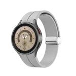 For Samsung Galaxy Watch5 40&44mm / Pro 45mm Folding Silver Buckle Silicone Watch Band(Grey)