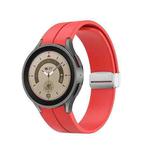 For Samsung Galaxy Watch5 40&44mm / Pro 45mm Folding Silver Buckle Silicone Watch Band(Red)