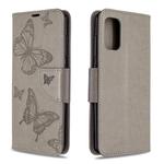 For Galaxy A41 Two Butterflies Embossing Pattern Horizontal Flip Leather Case with Holder & Card Slot & Wallet & Lanyard(Grey)