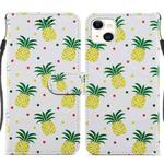 For iPhone 14 Painted Pattern Leather Phone Case (Pineapple)