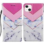 For iPhone 14 Painted Pattern Leather Phone Case (Smoke Marble)