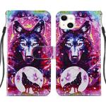 For iPhone 14 Painted Pattern Leather Phone Case (Wolf Totem)