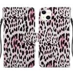For iPhone 14 Plus Painted Pattern Leather Phone Case (Leopard)