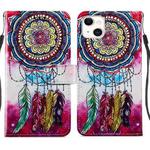 For iPhone 14 Plus Painted Pattern Leather Phone Case (Dreamcatcher)