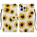 For iPhone 14 Pro Max Painted Pattern Leather Phone Case (Sunflower)