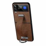 For Samsung Galaxy Z Flip4 SULADA Cool Series PC + Leather Texture Skin Feel Shockproof Phone Case(Brown)