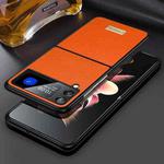 For Samsung Galaxy Z Flip4 SULADA Shockproof TPU + Handmade Leather Phone Case(Orange)